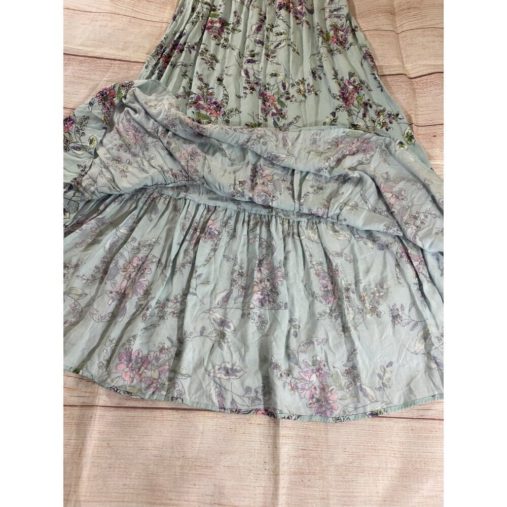 Lovesttitch Women's Soft Green Floral Sleeveless Maxi Dress - Medium - Picture 9 of 11